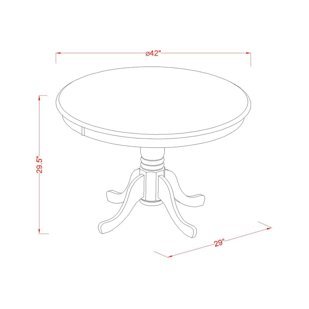West Furniture HBT-MAH-TP Hartland Kitchen Table - a Round Dining Table Top with Pedestal Base, 42x42 Inch, Mahogany