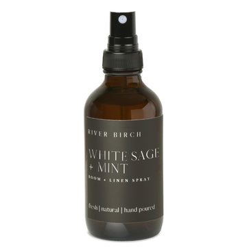 Birch White Sage + Mint Scented Linen and Room Spray | Home Fragrance | 4 oz Glass Amber Bottle | Luxury Signature