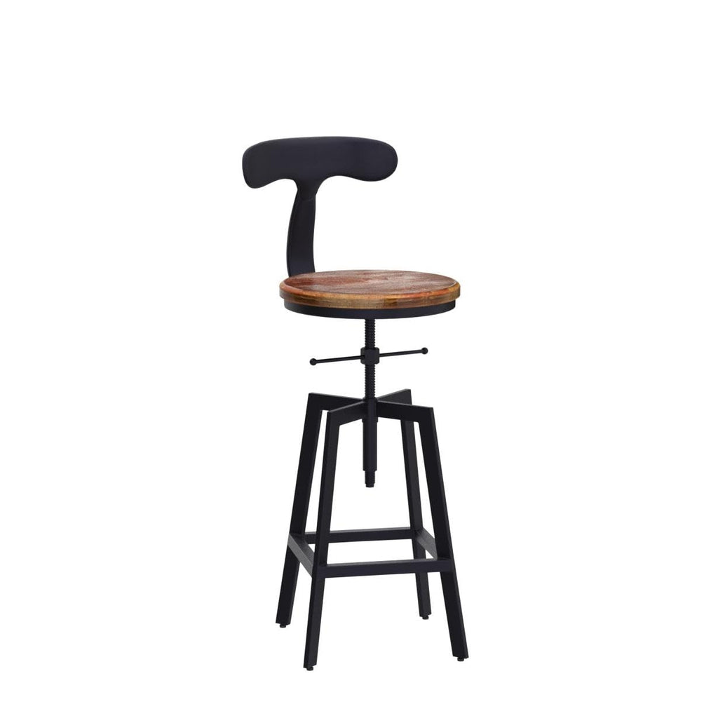 Industrial Bar Stools, Kitchen Dining Chair, Wood Top Stool, Adjustable Height Swivel Counter Height Bar Chair with