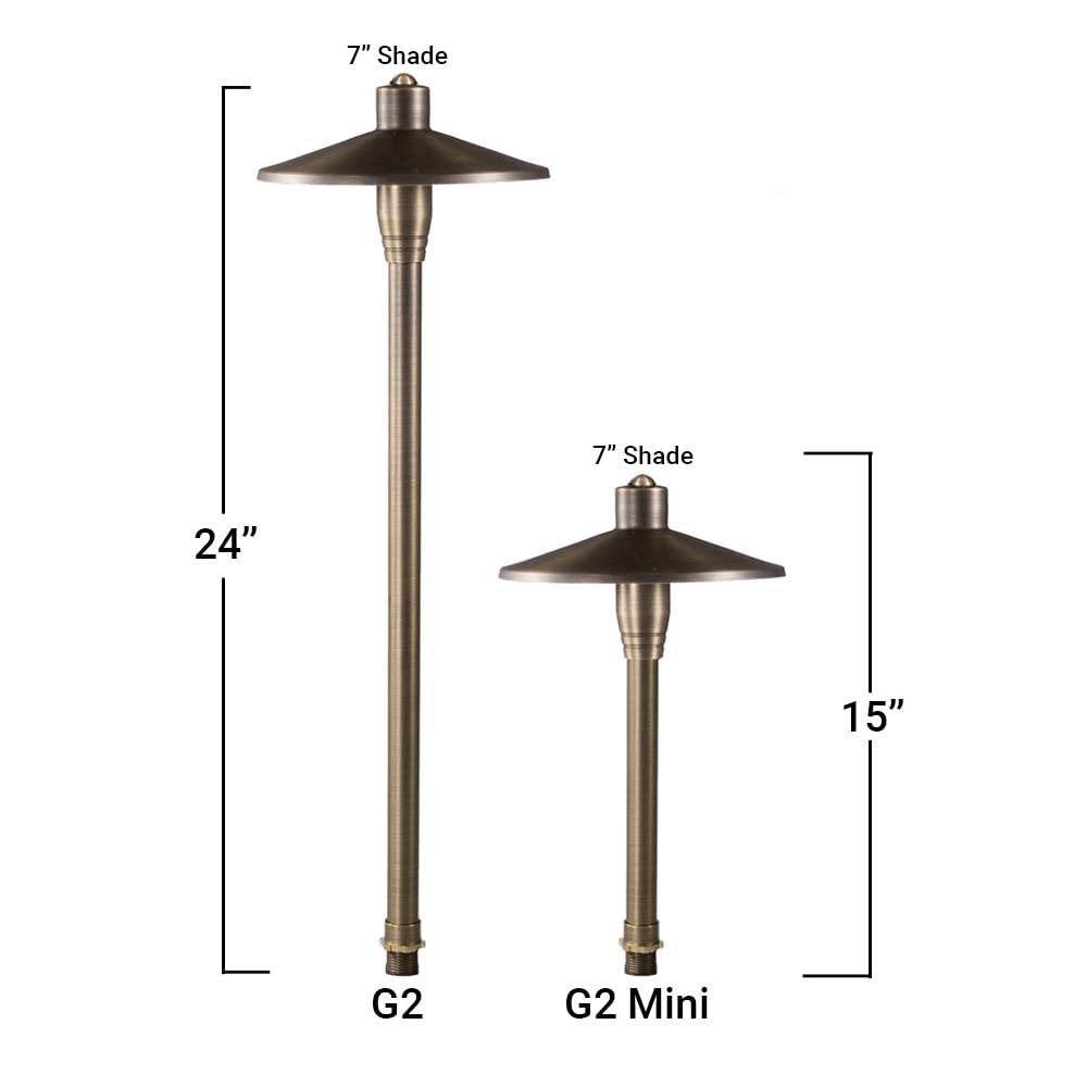 G2 12V Brass Path Light (24" Tall) & 3W 2700K G4 LED Bulb