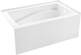 VTAM5432R22D 54-Inch Anti-Skid Acrylic 3-Wall Alcove Tub with Right Hand Drain, Glossy White