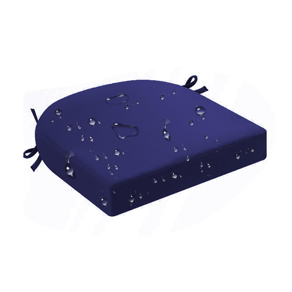 Outdoor Chair Cushion, Round Corner, 18.5 x 16 x 2 Inch, Waterproof Patio Seat Cushion with Ties & Removable Cover — Sold Individually