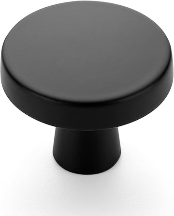 25 Pack Drawer Pulls 1-1/4 Inch Kitchen Cabinet Knobs Solid Round Dresser Drawer Knobs Matte Black Dresser Knobs Drawer