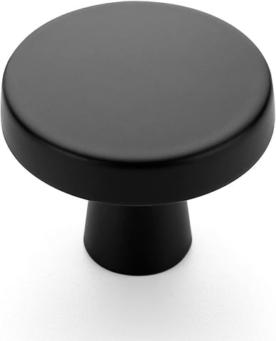 25 Pack Drawer Pulls 1-1/4 Inch Kitchen Cabinet Knobs Solid Round Dresser Drawer Knobs Matte Black Dresser Knobs Drawer