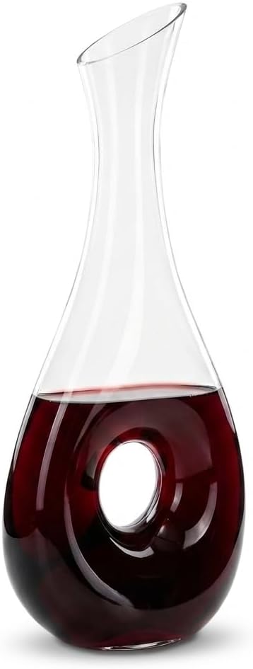Crystal Wine Decanter - Snail Shaped Hand Blown Red Wine Carafe, 1000ml Aerator & Dispenser Bar
