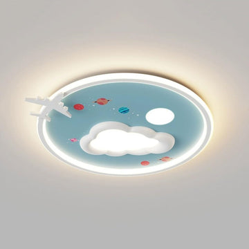 Nordic White Cloud Kids Flush Mount Ceiling Light Fixture Modern Cartoon Airplane Bedroom Close to Ceiling Lamp Mid