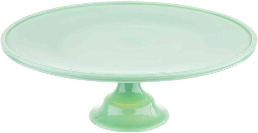 HJCP13 Glass Cake Stand, 12.875" x 4.375", Green
