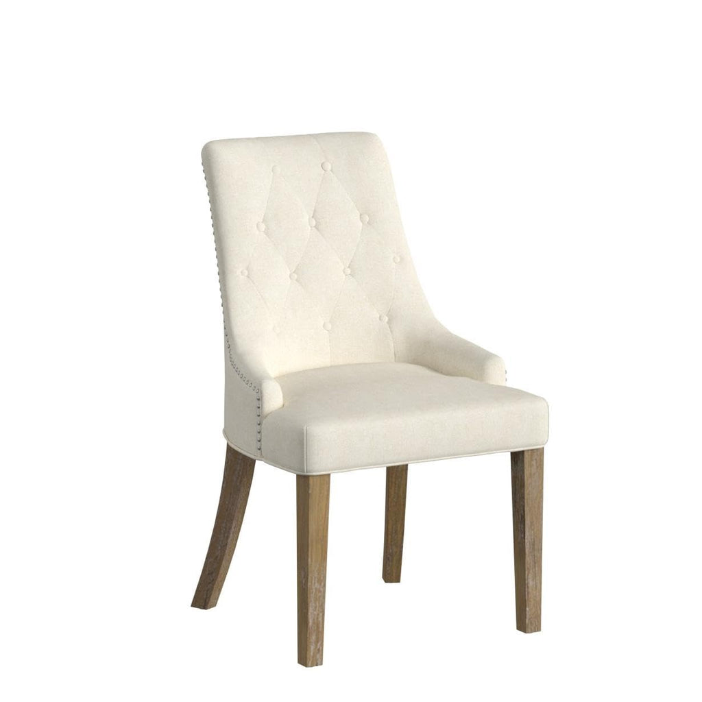 Button Tufted Solid Wood Wingback Hostess Chairs with Nail Heads, Set of 2, Tan, White, "Tan, 24D x 22W x 39H in