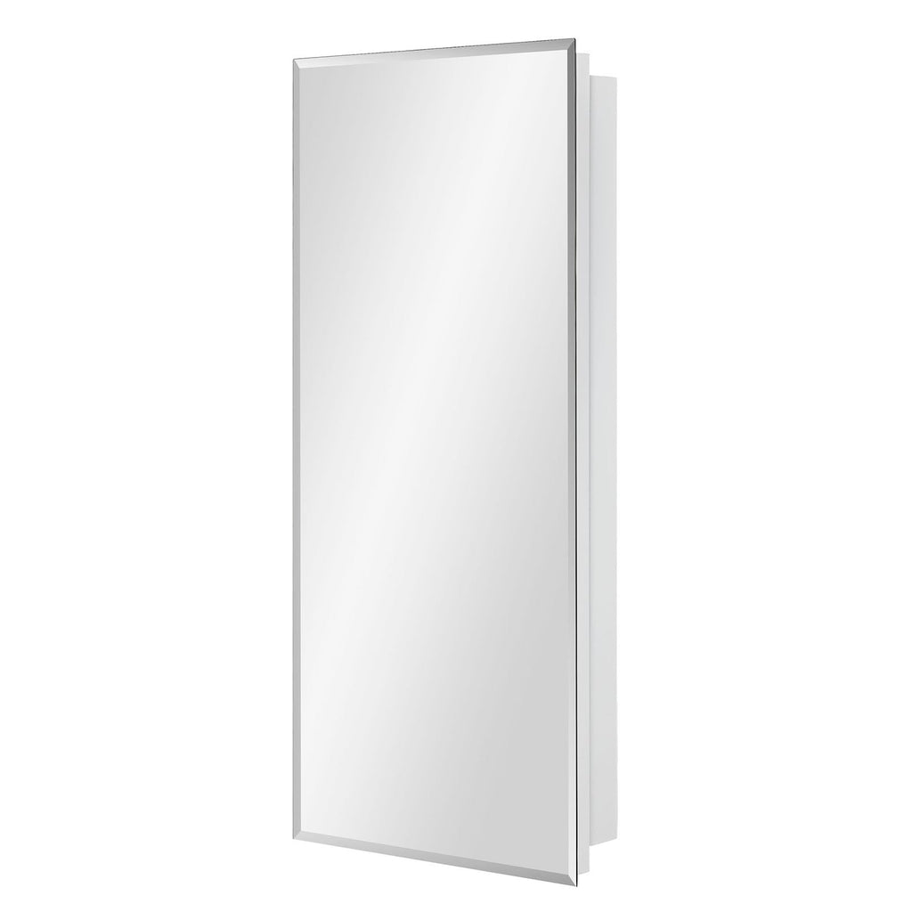 Bathroom Medicine Cabinet with Beveled Edge Mirrored Door 16 x 36 inch, Recessed or Surface Mount, with Adjustable
