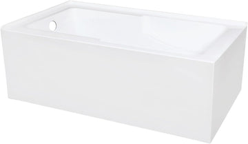 VTAM6032L22S 60-Inch Acrylic 2-Wall Corner Alcove Tub with Corner Apron, Left Hand Drain Hole, White