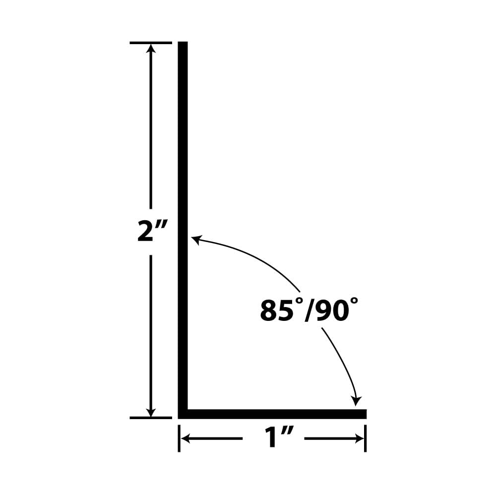 Plastics 1921-Bk Black 1'' X 2'' X 3/64''(.047'') Styrene Angle Plastic Angle Moulding 36 Inch Lengths (Pack of 4)
