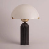 Modern Dome Shaped Table Lamp Mid-Century Accent Lamp Black Marble Desk Lamp Contemporary Living Room Side Lamps