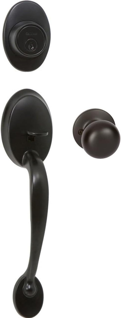 Callan by Delaney Hardware Colton Exterior Single Cylinder Front Door Handleset with Saxon Knob Interior