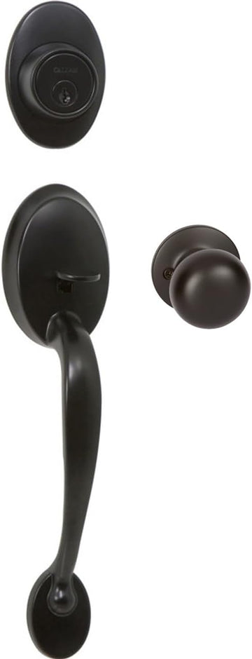 Callan by Delaney Hardware Colton Exterior Single Cylinder Front Door Handleset with Saxon Knob Interior
