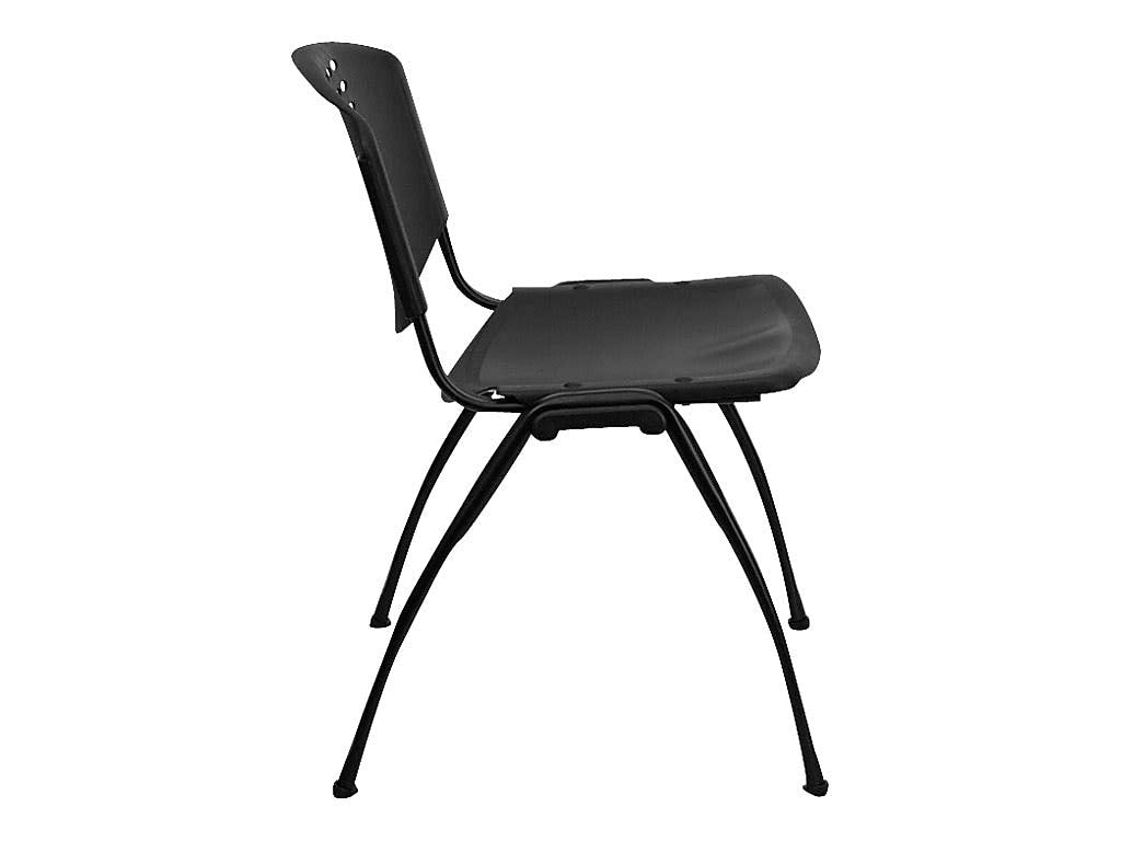 Plastic Stack Chair with Oval Cutout Back, Black