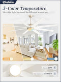 72" Ceiling Fan with LED Light and Remote - Champagne Gold