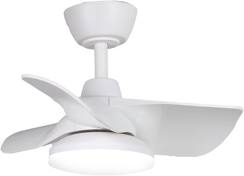 Kathy ireland HOME 22" Plumier Ceiling Fan, Indoor Small Room Fan with Downrod, Compact Modern Design, Matte White