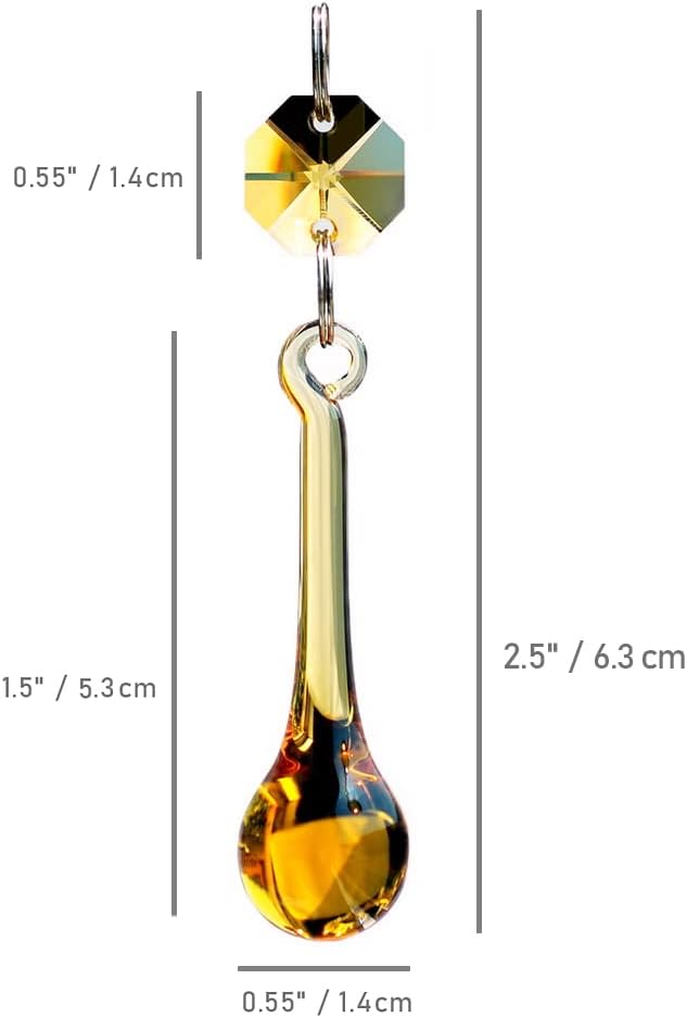 12pcs Raindrop Crystal Chandelier Prisms Parts, 53mm (Topaz) - Colored Hanging Crystals Beads for Chandeliers, Window