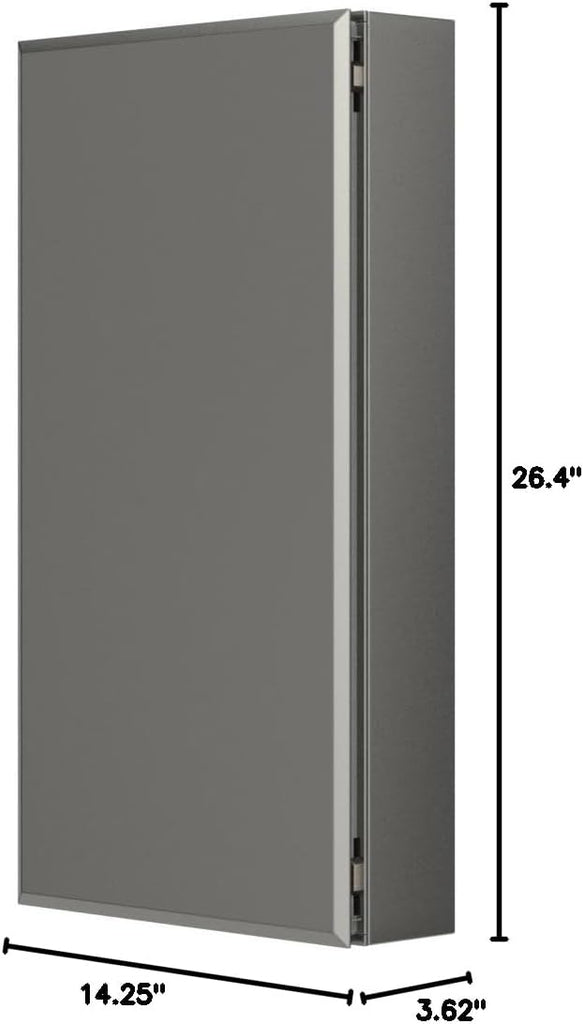CB-CLC1526FS Frameless Bathroom Mirror Medicine Cabinet, Single Door, Rectangular Beveled Edge Frame, Bathroom