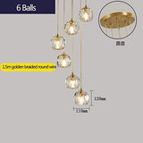 Chandelier,Modern Restaurant Pendant Light Chrome Color Villa Dislocation Stair Long Chandelier Suitable for Hotels, Living Rooms, Stairwells for Dining Room Bathroom Bedroom,6 Balls A116-B08P3781JN