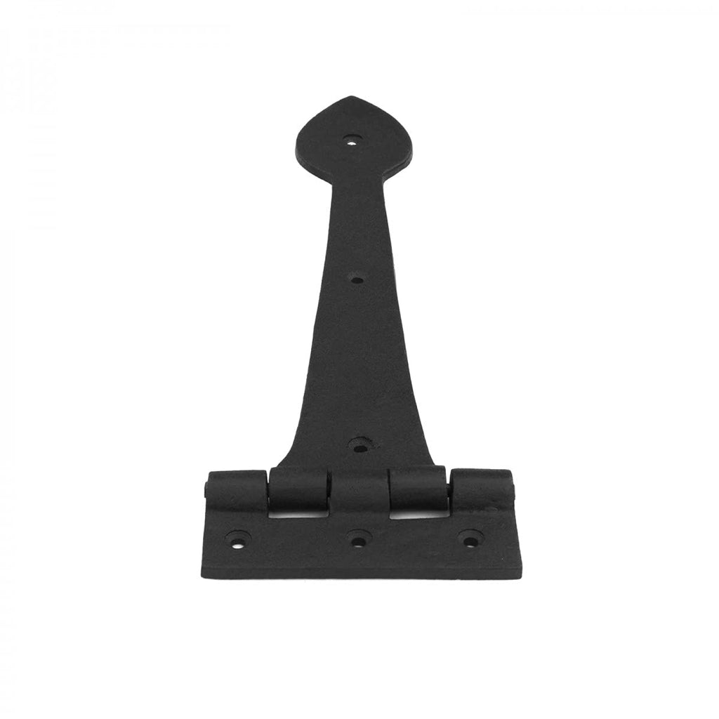 Strap Hinge 12 in. Spade Tip Black Wrought Iron Strap Gate and Door Hinges with Hardware Pack of 2