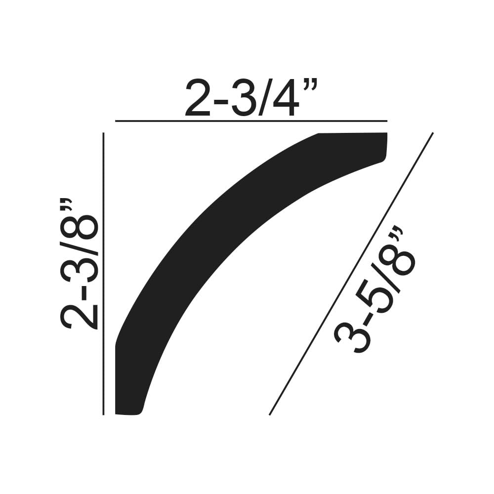 3-5/8 in Face Crown Moulding, 16 Ft, Bathroom Kit