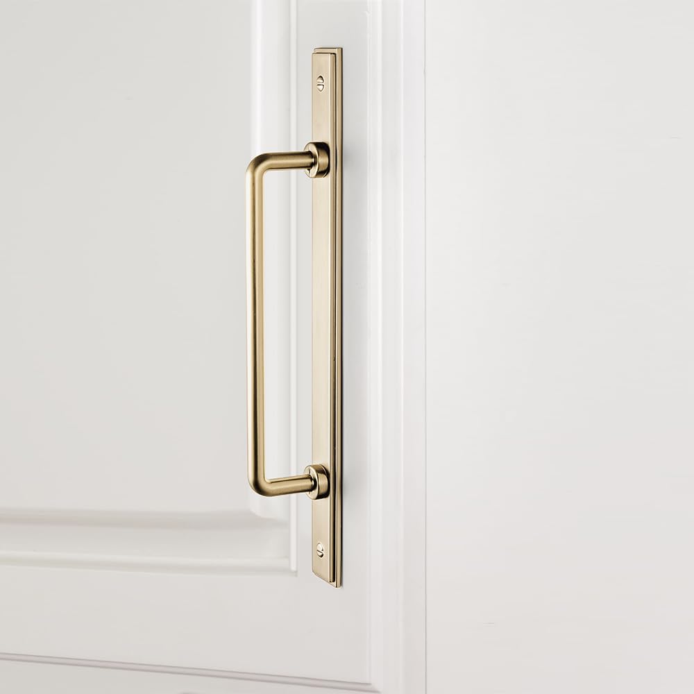 2 Pack 5'' Center to Center Champagne Bronze Cabinet Bar Pulls with Demi-Plaquette Backplate Modern Drawer Handles