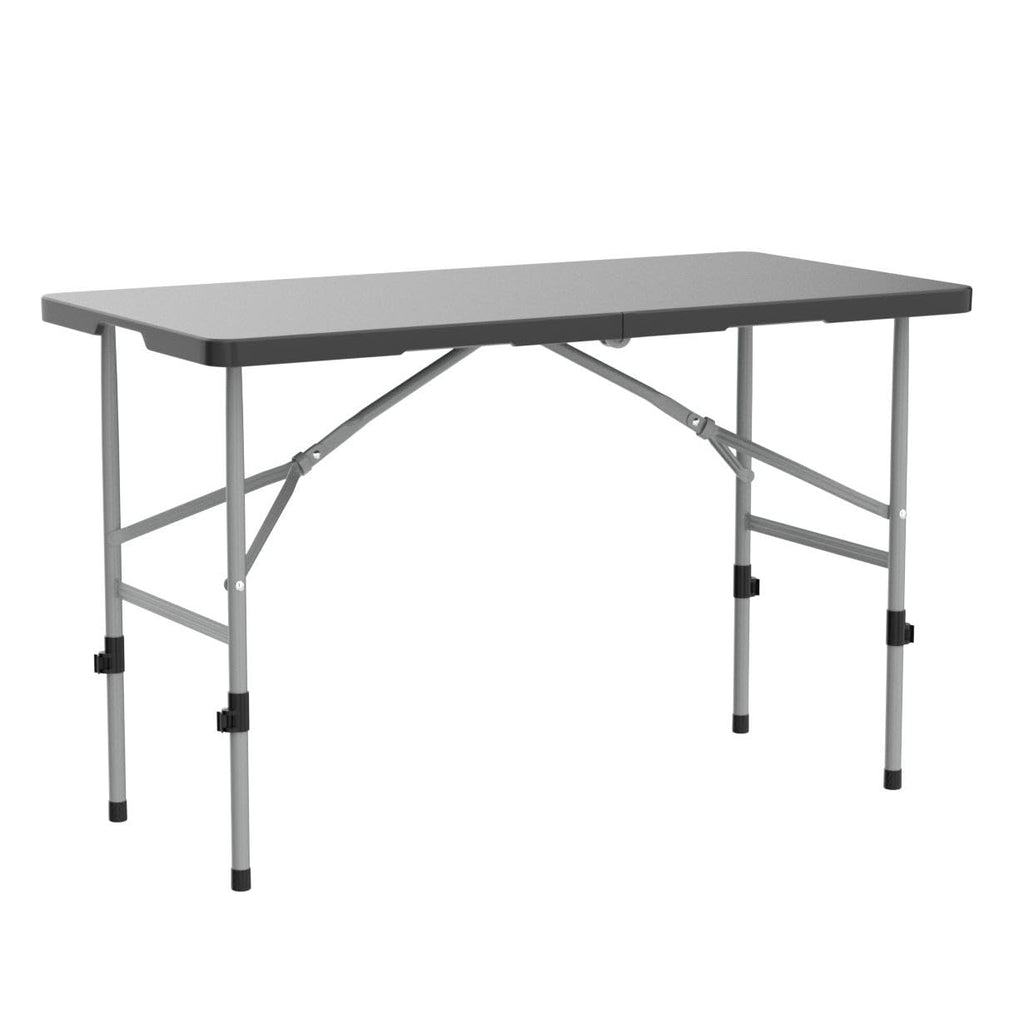 4ft Plastic Folding Table with Built in Carry Handle, Black
