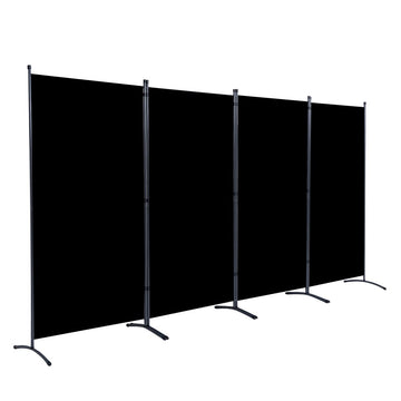 4 Panel Folding Room Divider, 136" W x 71.3" H Portable Privacy Screen, Black