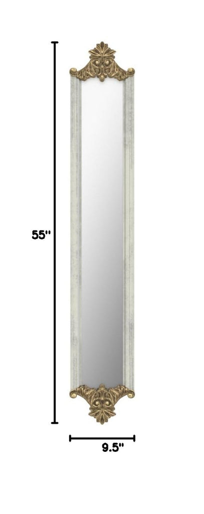 Alistair Wall Mirror Panel, Antique Silver, 55 Inches High
