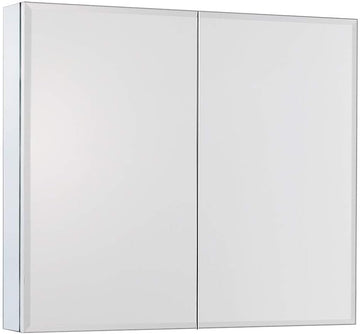 Double Doors Medicine Cabinet with Mirror, 30 inch X 26 inch Aluminum Bathroom Medicine Cabinet, Adjustable Glass