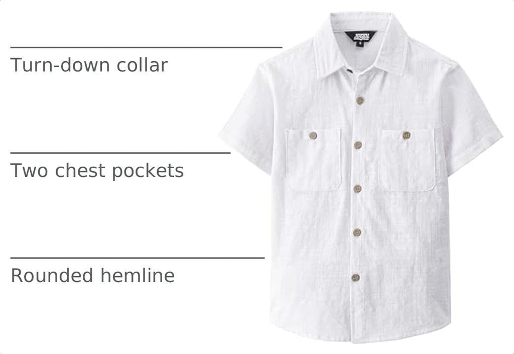 Boys Chambray Shirts Short Sleeve Button Down Shirt for Kids