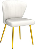 Velvet Dining Chairs Set of 4, Modern Upholstered Dining Room Chairs with Gold Metal Legs, White