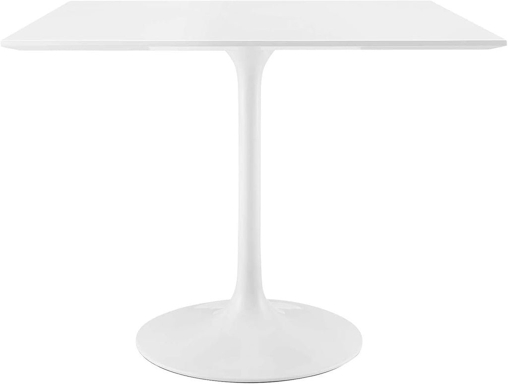 Lippa 36" Mid-Century Modern Dining Table with Square Top and Pedestal Base in White