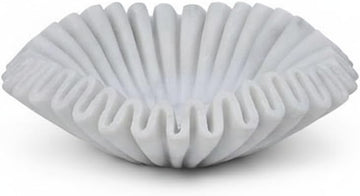 Marble Ruffle Bowl Handcrafted Decorative ScallopBowls - Antique Catchall Jewelry Dish Fruit Organizer (6 inches)