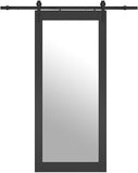 36 in. x 84 in. Mirrored Glass Black MDF Interior Sliding Barn Door with Hardware Kit and Door Handl
