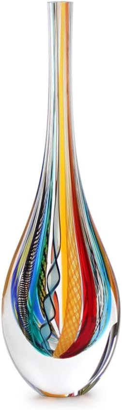 Murano Style Art Glass Drop Vase Hand Blown Colored Boho Effect Home Decor | Hand Blown Glass Drop, Decorative Table