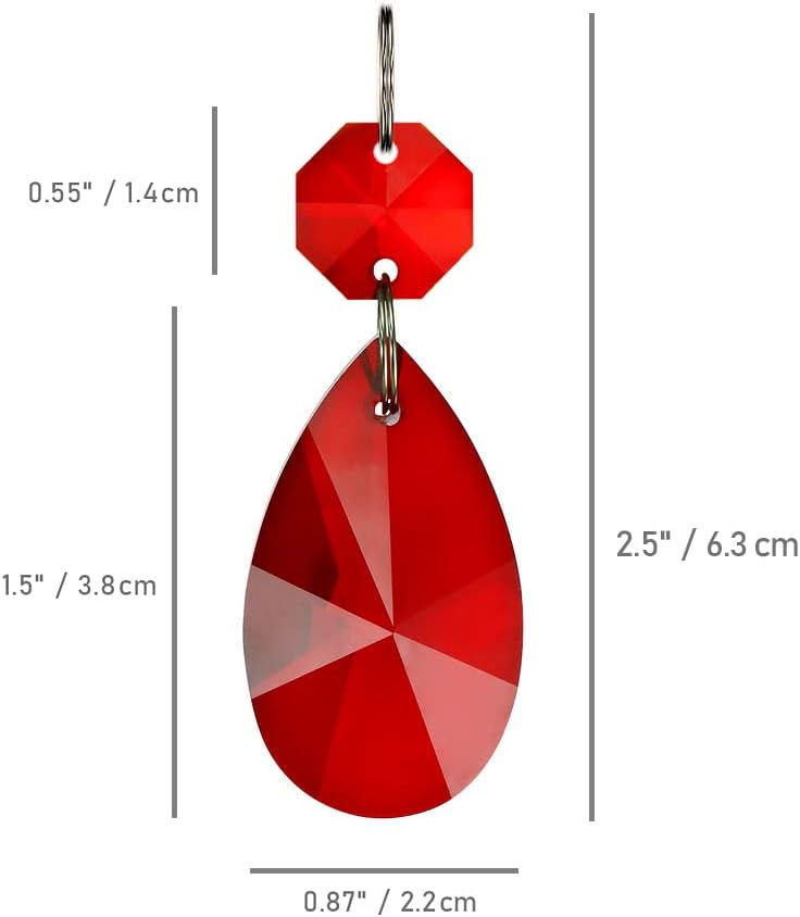 12pcs Colored Chandelier Crystals Prism, Replacement Teardrop - 38mm Hanging Glass Beads for Party