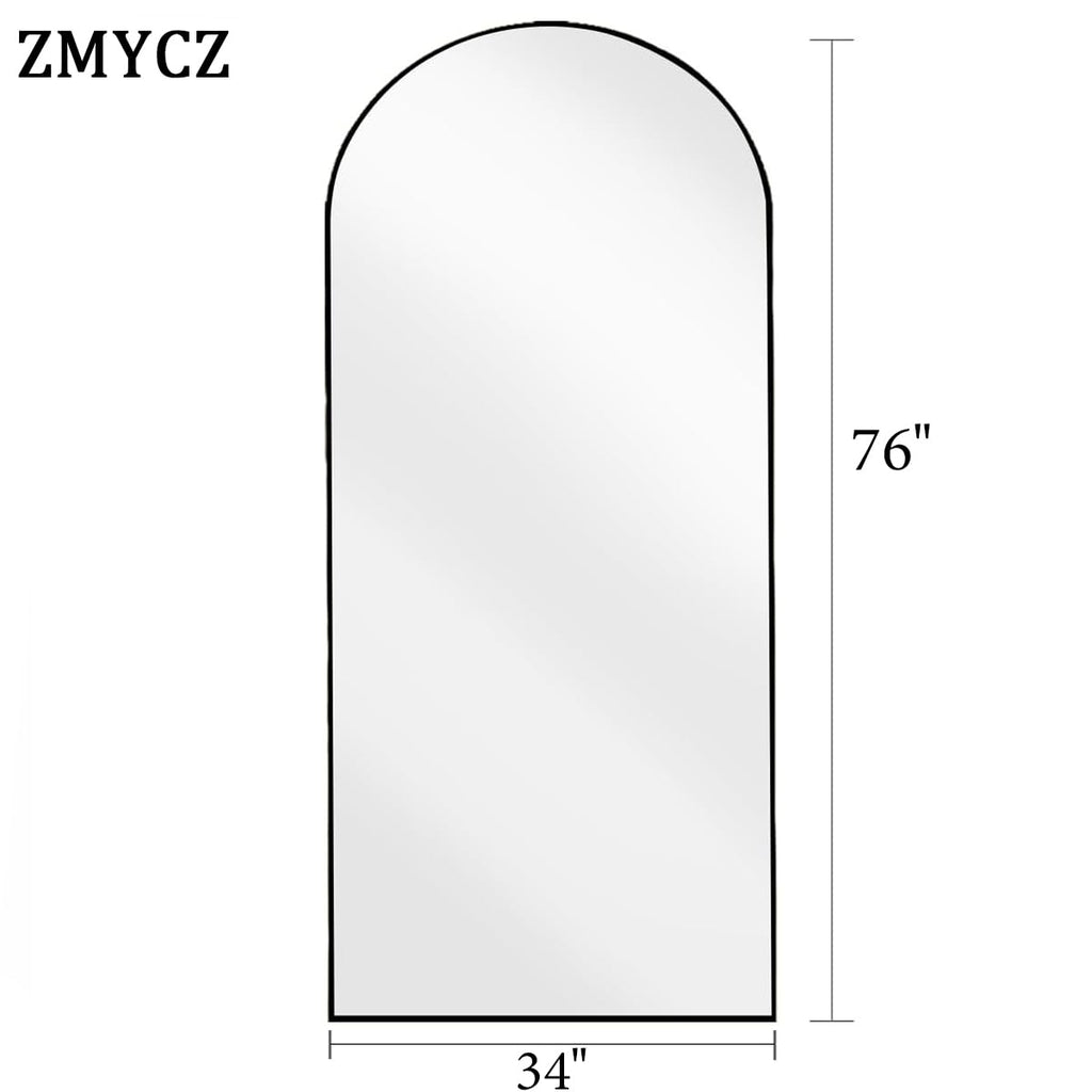 Arch Full Length Mirror, 76"x34" Standing Floor Body Mirror (Black)