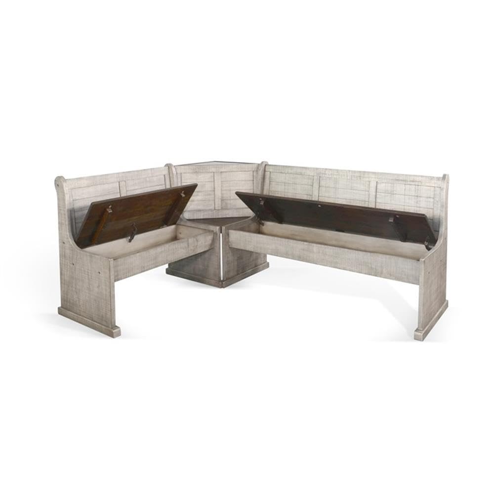 Solid Wood Breakfast Nook Set (Tobacco Leaf and Alpine Grey)