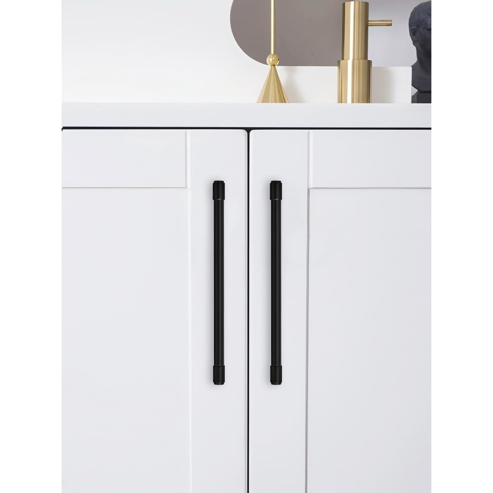 Solid Heavy Duty Jasper Pulls 2 Pack Matte Black Cabinet Pulls 10 Inch Hole Centers Cupboard Handles Modern Drawer