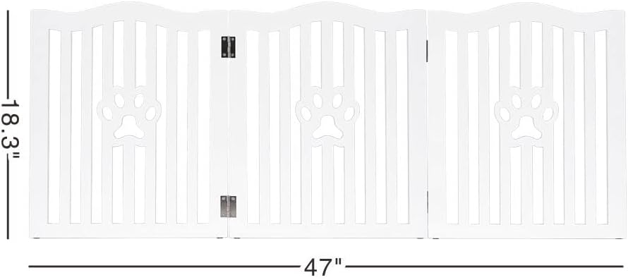 Pet Gate Wooden Free-White Standing Dog Gate for Small Dogs & Cats