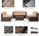 7-Piece PE Rattan Outdoor Patio Furniture Set | Brown for Patio, Garden & Porch