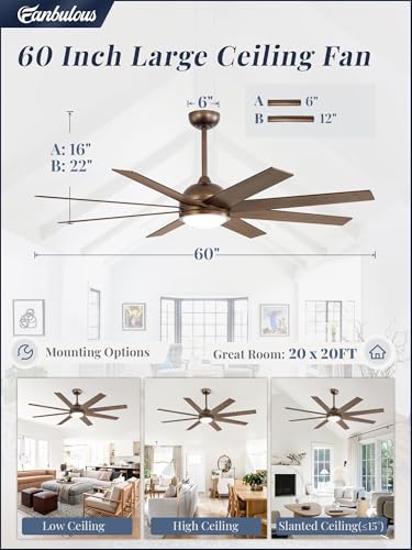 60" Ceiling Fan with LED Light and Remote - Antique Bronze