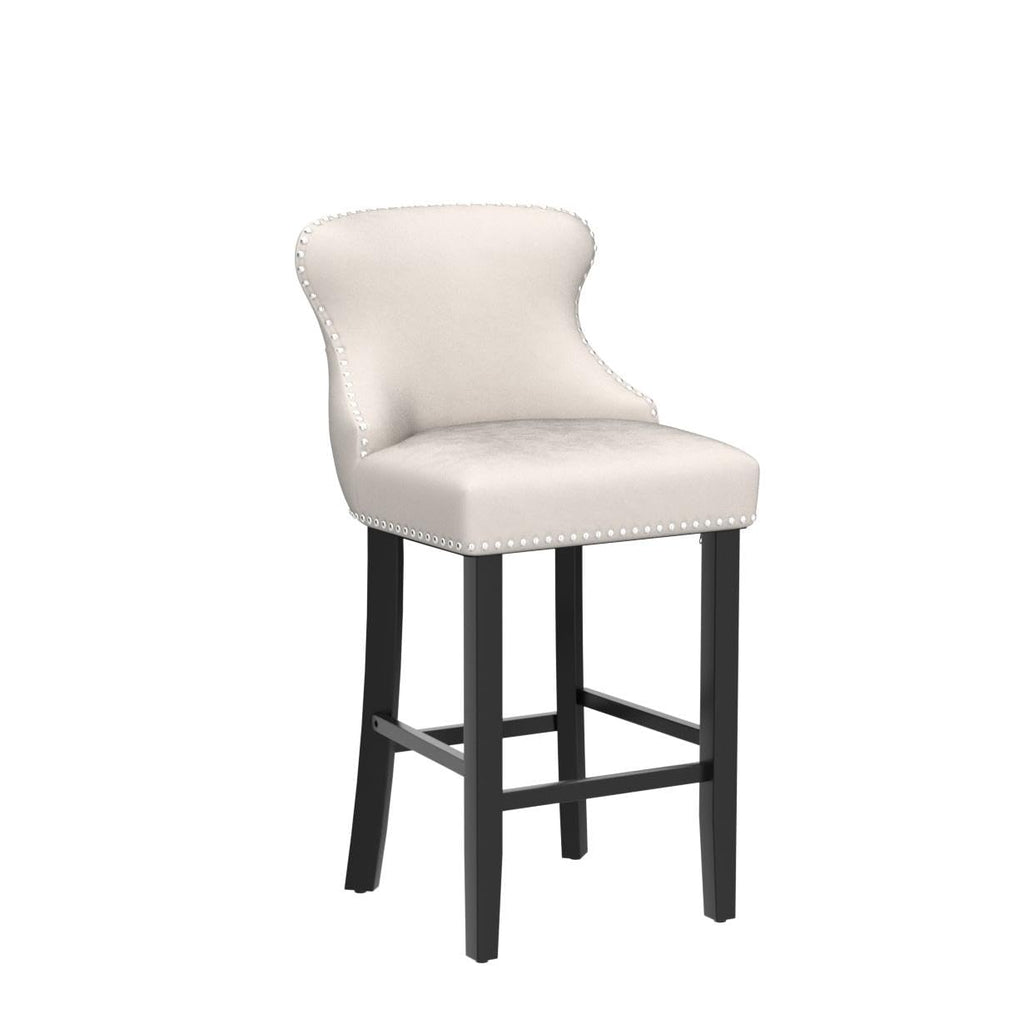 Velvet Wingback Bar Stools Set of 2, Upholstered Button Tufted Counter Height Bar Stool Chairs with Solid Wood Legs