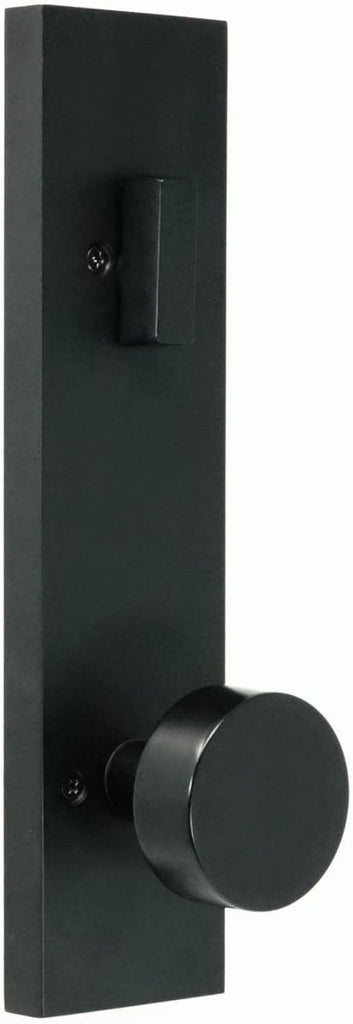 Xanthis Single Cylinder Handle Set with Mesa Knob (Matte Black, Keyed Handleset) - Door Handleset