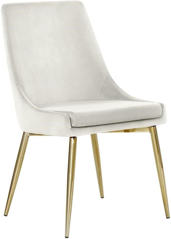 Modern, Contemporary Velvet Upholstered Dining Chair with Sturdy Metal Legs, Set of 2, 19.5" W x