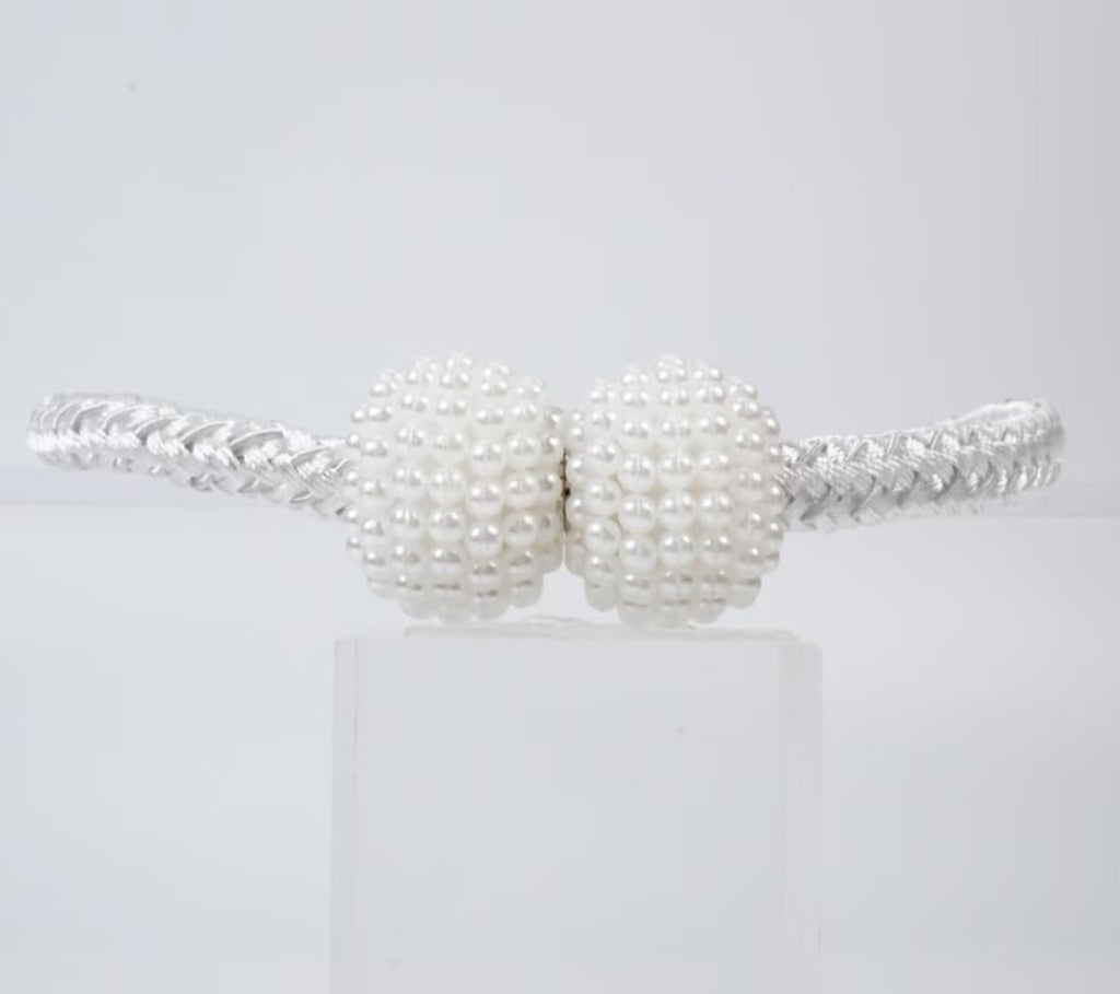 Magnetic Curtain Tiebacks,Decorative Curtain Tiebacks Buckles Holdbacks Bedroom Office Curtain Decor (White) - 6 Pack