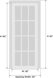 Quadro 4088 Interior Door 28 x 80 in, Single Swing Door Slab with Frosted Glass, White Solid MDF, Fr