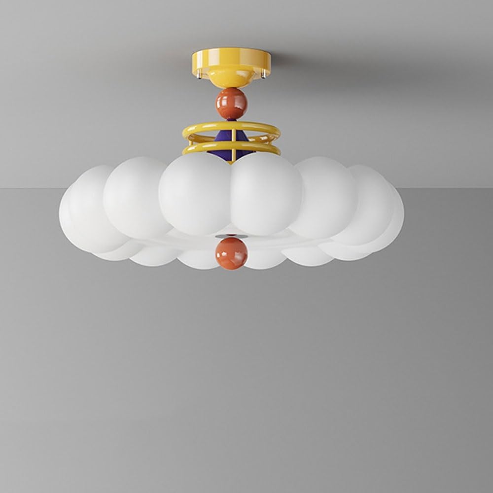 Modern Semi Flush Mount Ceiling Light, Cloud Kids Room Ceiling Lamp, 40cm Full Spectrum Eye-Care LED, Color